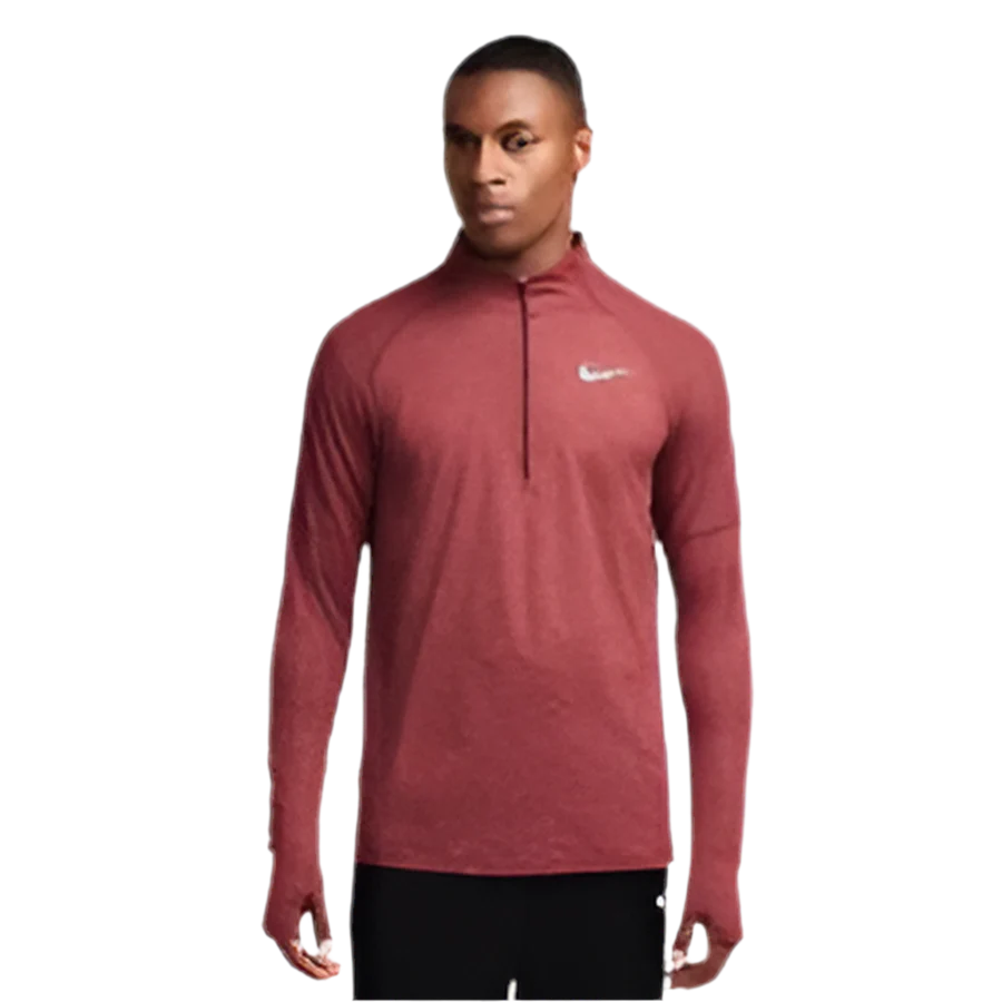 NIKE - MAROON ELEMENT HALF ZIP RUNNING TOP