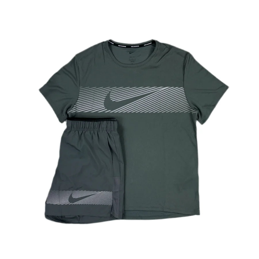 NIKE - GREY FLASH MILER & CHALLENGER SHORTS SET